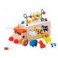 Enfants en bois Assemblage éducatif Bricolage Jouets- Perles animales Jouets Bus